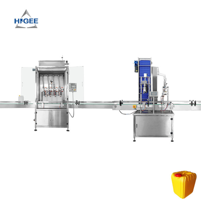CHINA HIGEE Jerry kann 5 Liter chemische Flüssigkeit Füllung Kappenmaschine mit Etikettiermaschine fournisseur